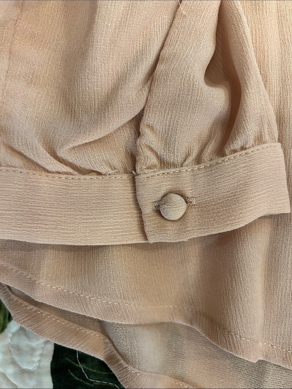 Chico's Blush Beige/Peach Ruffle Button-Front Top - Picture 4 of 9